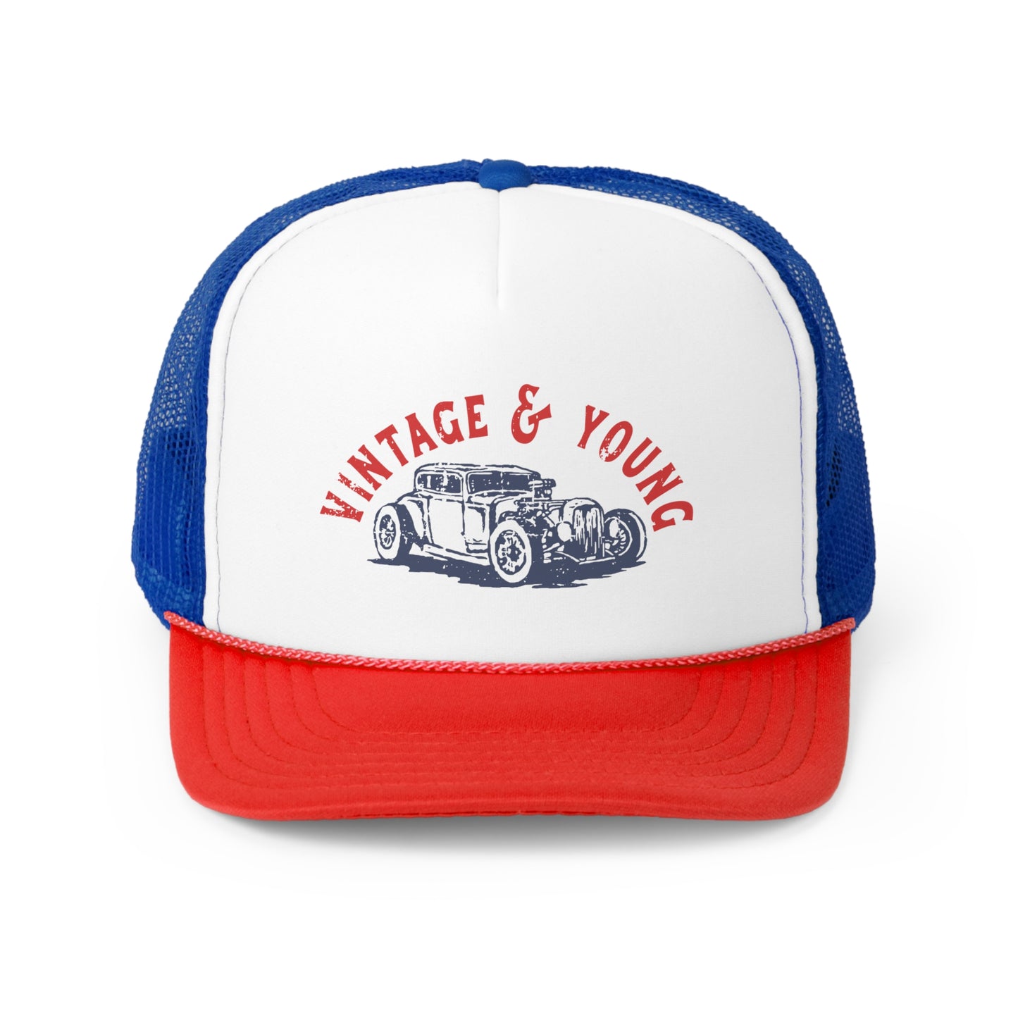 Red White and Blue Hot Rod Trucker Cap
